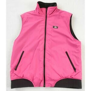 VTG Woolrich Women'sNylon Fleece Lined Full Zip Pink Vest Large Vintage